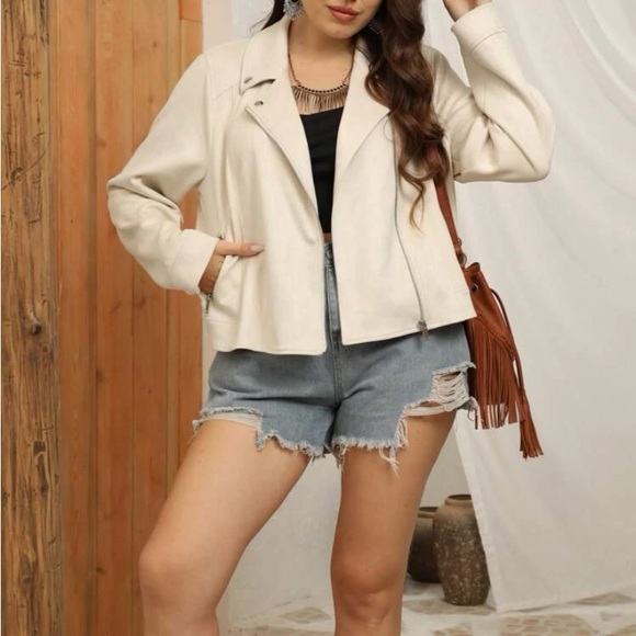 Boho zip up moto jacket